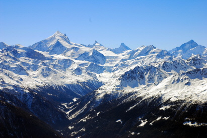 Weisshorn, Zinalrothorn und Matterhorn